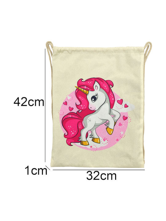 Gift-Me Unicorn Παιδική Τσάντα Πλάτης Λευκή 42x32εκ.