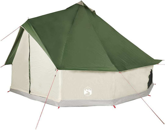 vidaXL Camping Tent Teepee Green for 8 People 410x410x250cm