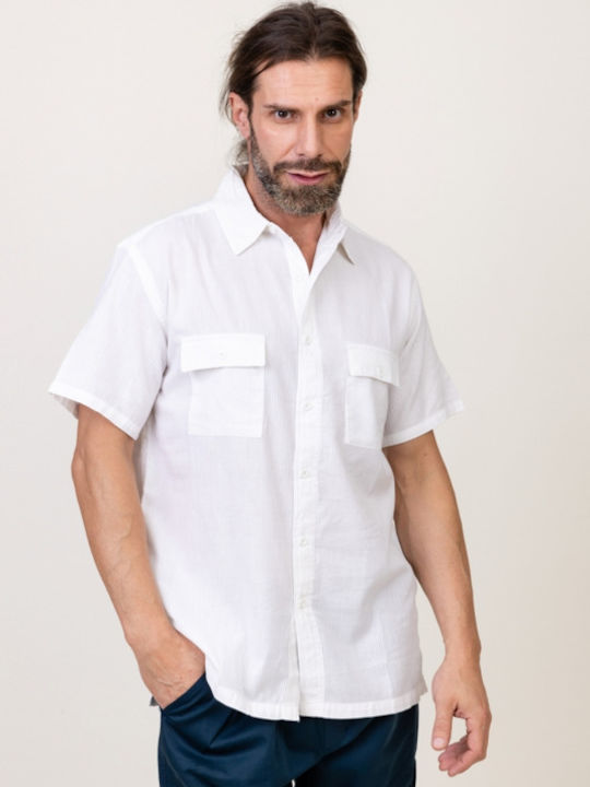 Pronomio Men's Shirt Short Sleeve Cotton White