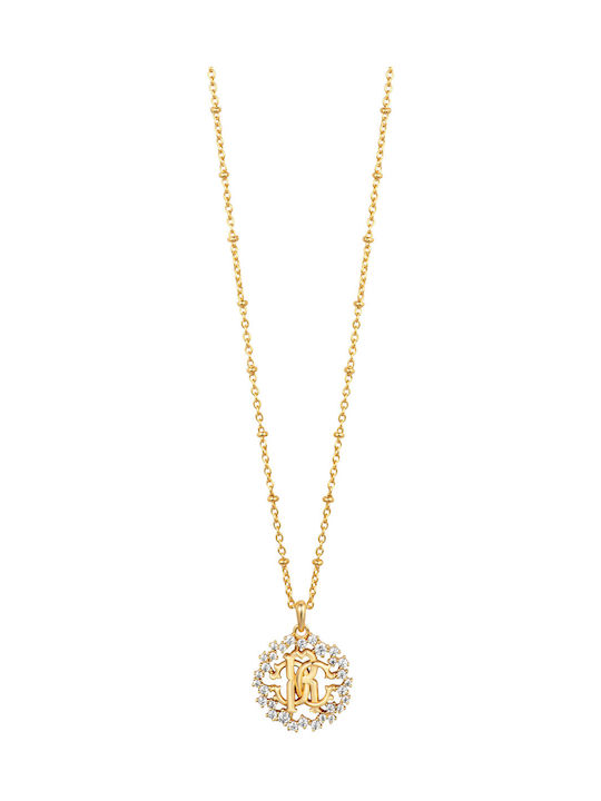 Roberto Cavalli Necklace from Gold Plated Steel with Zircon