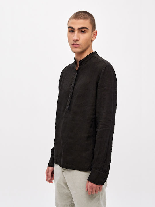 Dirty Laundry Men's Shirt Long Sleeve Linen Black