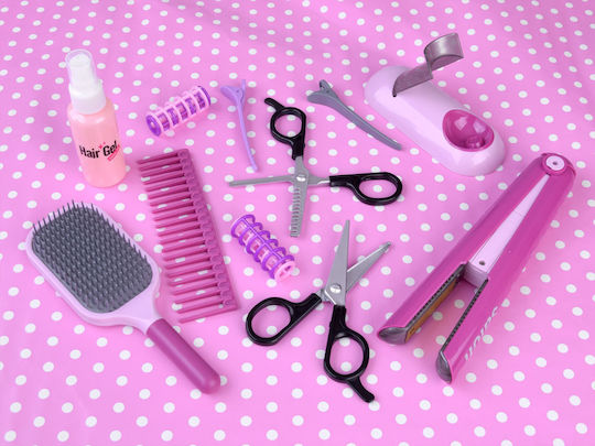 Jokomisiada Set Hair Salon & Hair Straightener Brush Friseurspiel