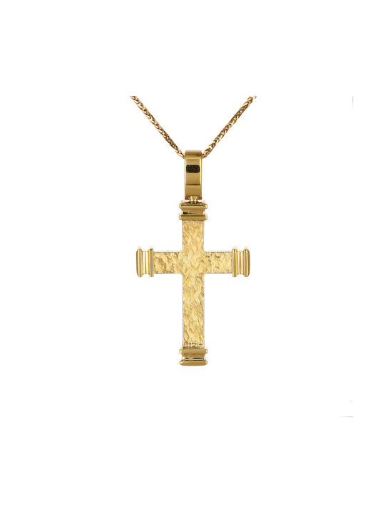 Men's Gold Cross 18K Double Sided