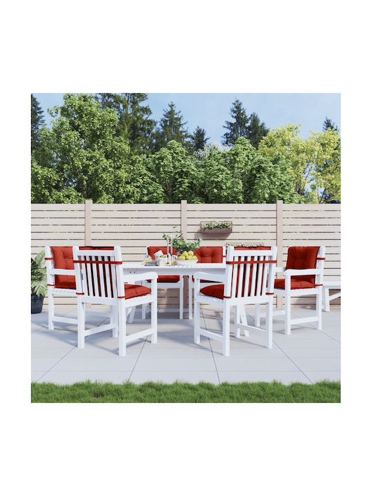 vidaXL Garden Chair Cushions with Backrest Red 6 Pieces 50x100cm