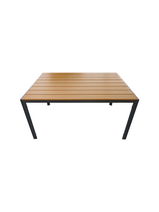 Τραπέζι Εξωτερικού Χώρου Polywood με Σκελετό Αλουμινίου Nares Ανθρακί 180x90x72.5εκ.