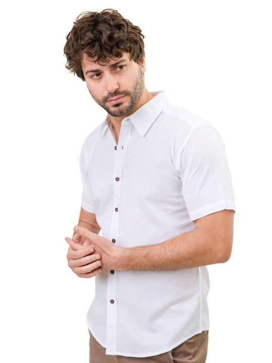 Pronomio Men's Shirt Short Sleeve Cotton White