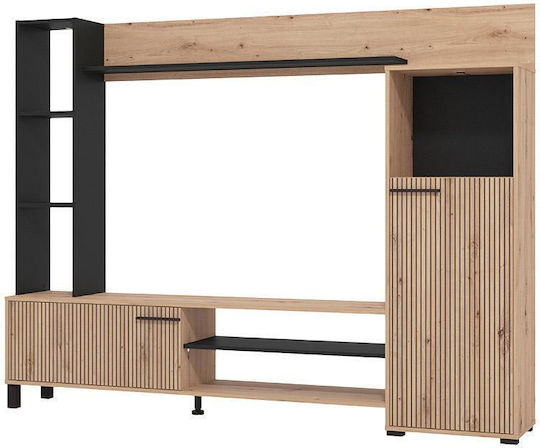 Wohnzimmer TV-Einheit Black mit Beleuchtung L208xB33xH158cm