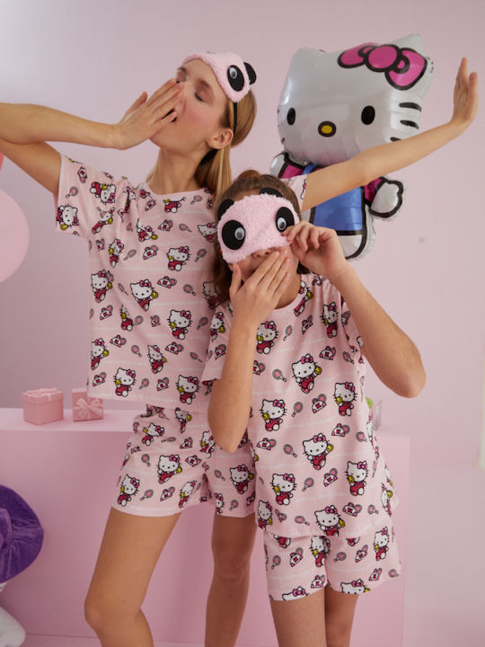 Hello Kitty Summer Women's Pyjama Set Cotton Pink