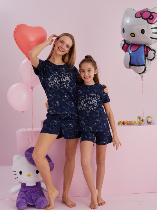 Hello Kitty Set Pijamale pentru Femei Albastru marin