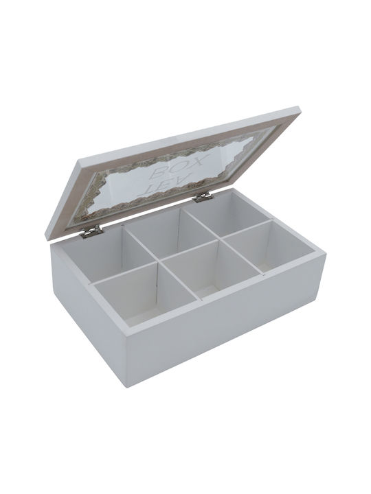 Uncle George Tea Storage Box with Lid Wooden White 15x7x23cm 1 Piece
