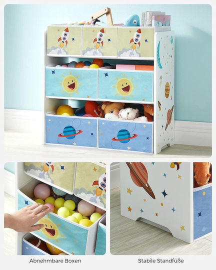 Songmics Spielzeug Aufbewahrungssystem aus Holz Weiß 29.5x62.5x60cm 1Stück