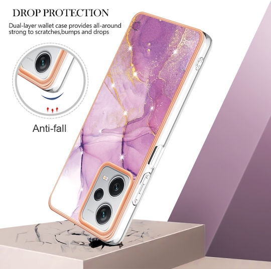 5g Global Electroplating Marble Back Cover Silicone / Plastic Purple (Redmi Note 12 Pro+)