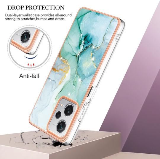5g Global Electroplating Marble Back Cover Σιλικόνης / Πλαστικό Πράσινο (Redmi Note 12 Pro+)