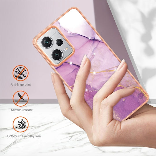 5g Global Electroplating Marble Back Cover Silicone / Plastic Purple (Redmi Note 12 Pro+)