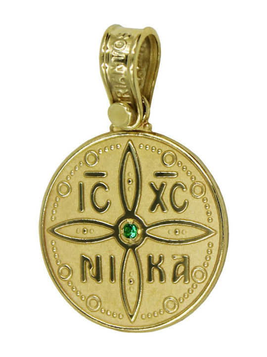 Roloi Kaliamanis Pendant Kids Talisman Double Sided Konstantinato made of Gold 14K PM1256