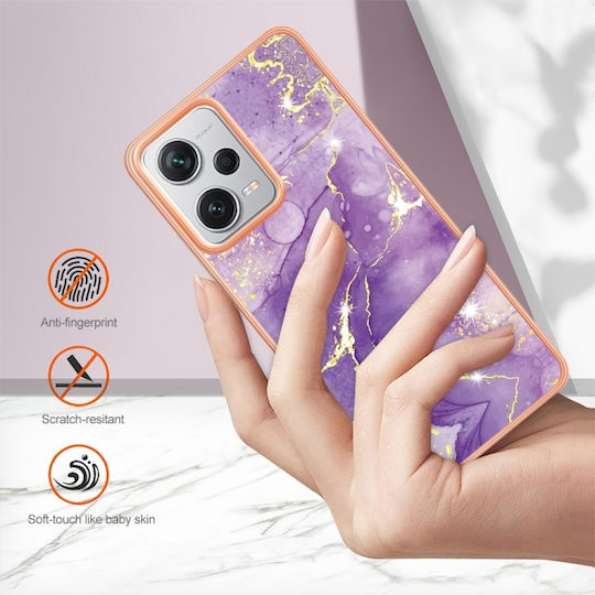 5g Global Electroplating Marble Umschlag Rückseite Silikon / Kunststoff Lila (Redmi Note 12 Pro+)