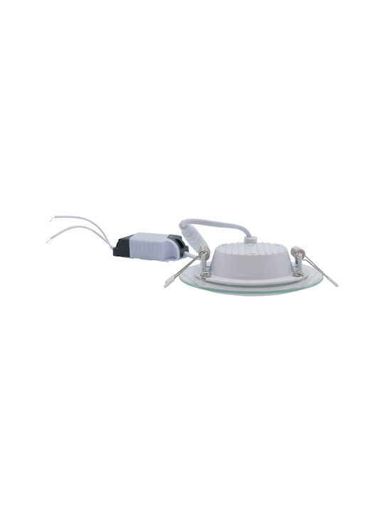 Uncle George Round Glass Recessed Spot with Integrated LED and Cool White Light White 9.5x9.5cm. 1pcs