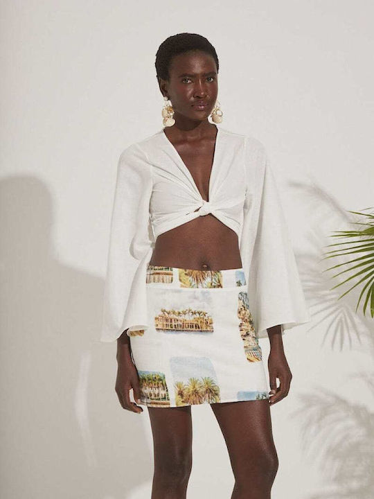 Christelle Nima Linen Mini Skirt in White color