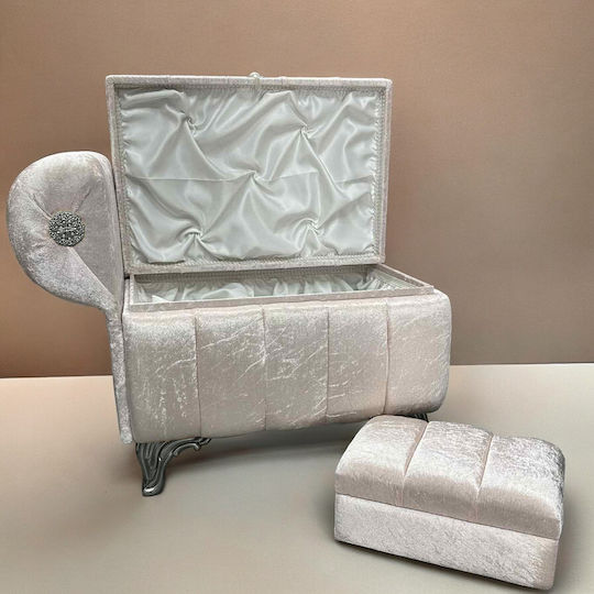 Olia Home Кръщелен куфар от велур 55x58x38εκ.