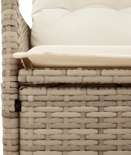 Outdoor-Sessel Rattan Beige mit Kissen 2Stück 49x50.5x92εκ.