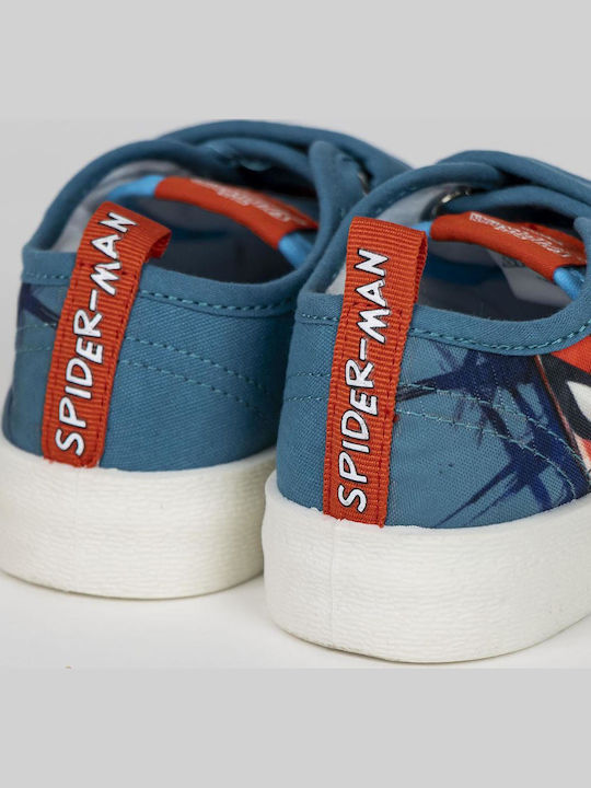 Spiderman Kids Anatomic Sneakers With Hoop & Loop Closure Blue