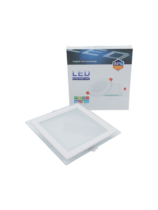 Uncle George Pătrat Încastrat Panou LED Putere 18W cu Alb Rece Lumini 20x20cm.