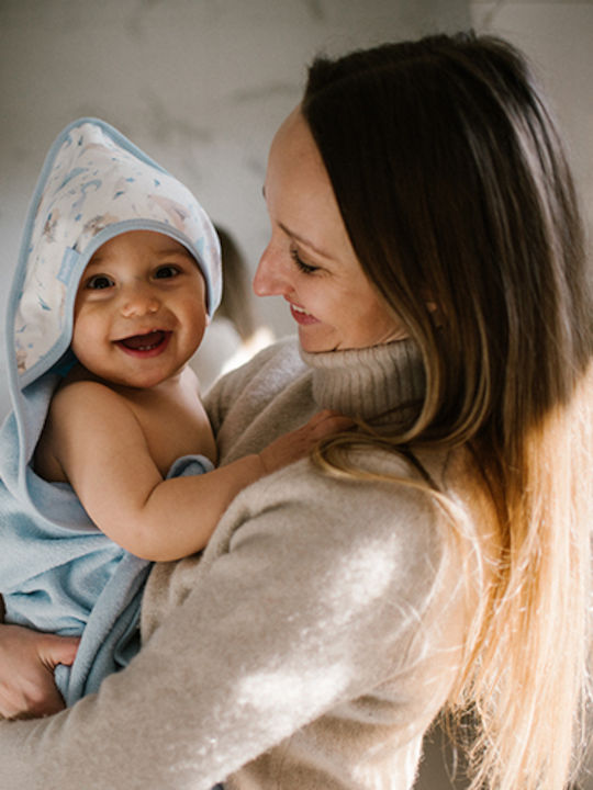 Babyono Baby Hooded Towel Terry Blue Blue 100x100cm