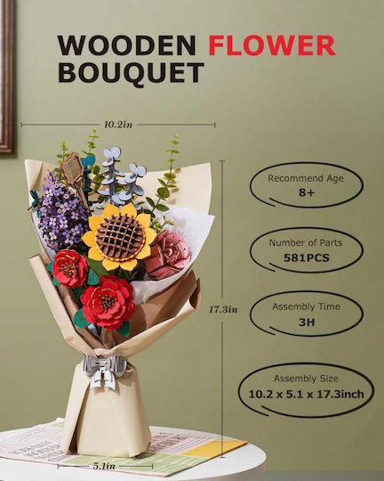 Puzzle 3d Buchet De Flori Rowood Lemn 581 Piese
