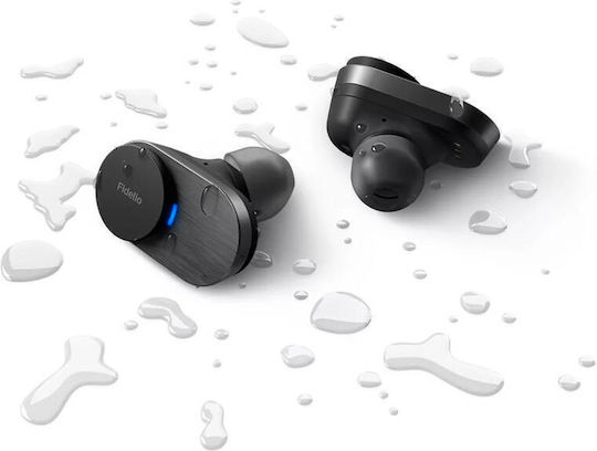 Philips Fidelio T1 In-ear Bluetooth Handsfree Ακουστικά με Αντοχή στον Ιδρώτα και Θήκη Φόρτισης Μαύρα