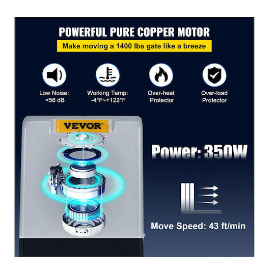 Vevor Σετ Μοτέρ για Συρόμενη Γκαραζόπορτα έως 600kg