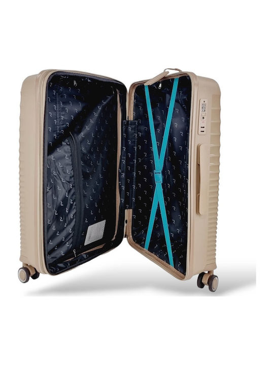 Rain Large Hard Gold Suitcase With 4 Wheels Height 75cm