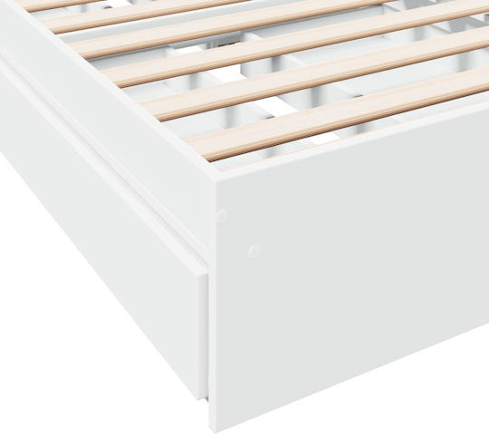 Υπόστρωμα Pat Single Din Lemn Alb Cu Plăci Pentru Saltea 75x190cm