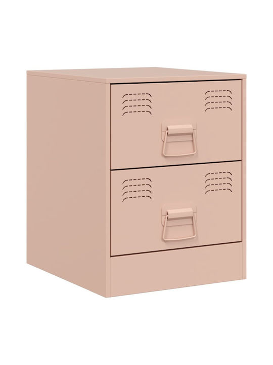 Metal Bedside Table Pink 34.5x39x44cm