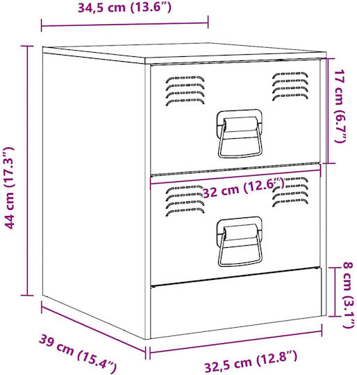 Noptiere Metalice Galbene 2buc 34.5x39x44cm