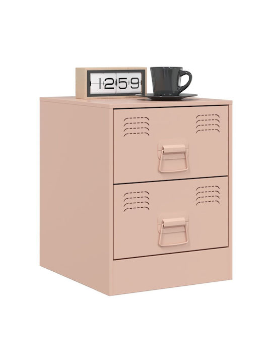 Metal Bedside Table Pink 34.5x39x44cm