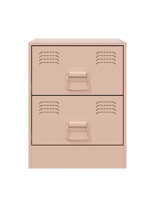 Metal Bedside Table Pink 34.5x39x44cm