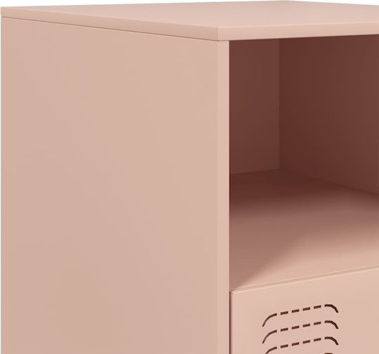 Metal Bedside Tables Pink Set of 2 34.5x39x44cm