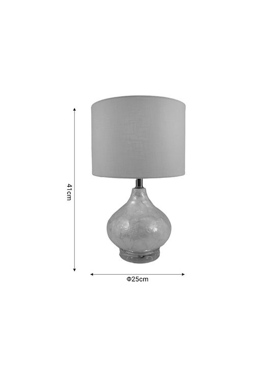 Inart Fabric Table Lamp for Socket E27 with White Shade and Base 300-000002