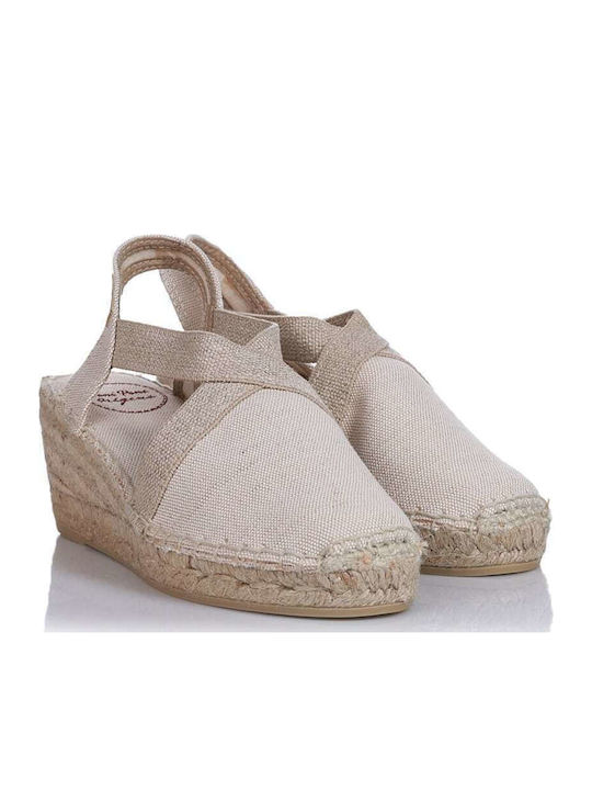 TERRA-V Women's Fabric Platform Espadrilles Beige