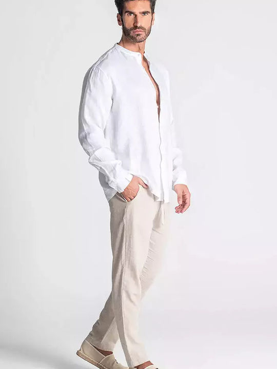 Gianni Kavanagh Men's Shirt Long Sleeve Linen White