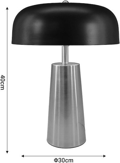 Inart Luminary Μεταλλικό Πορτατίφ για Ντουί E27 με Μαύρο Καπέλο και Ασημί Βάση Inart Luminary Μεταλλικό Πορτατίφ για Ντουί E27 με Μαύρο Καπέλο και Ασημί Βάση