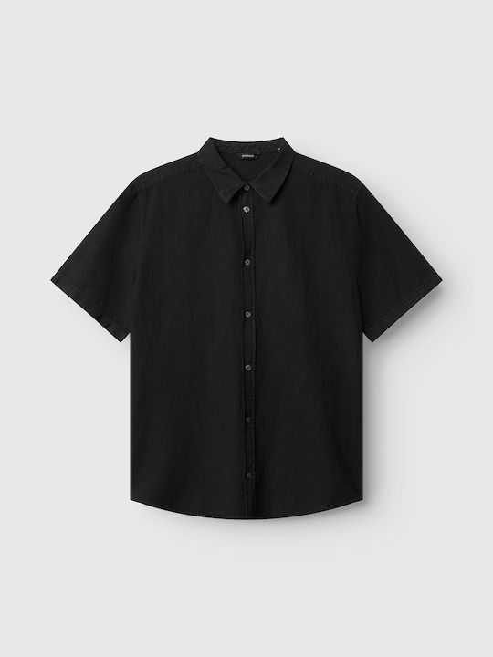 Gabba Men's Shirt Short Sleeve Linen Black