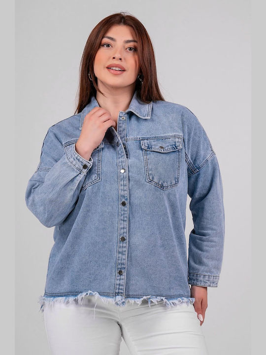 Lovesize Jachetă de femei din denim Albastru