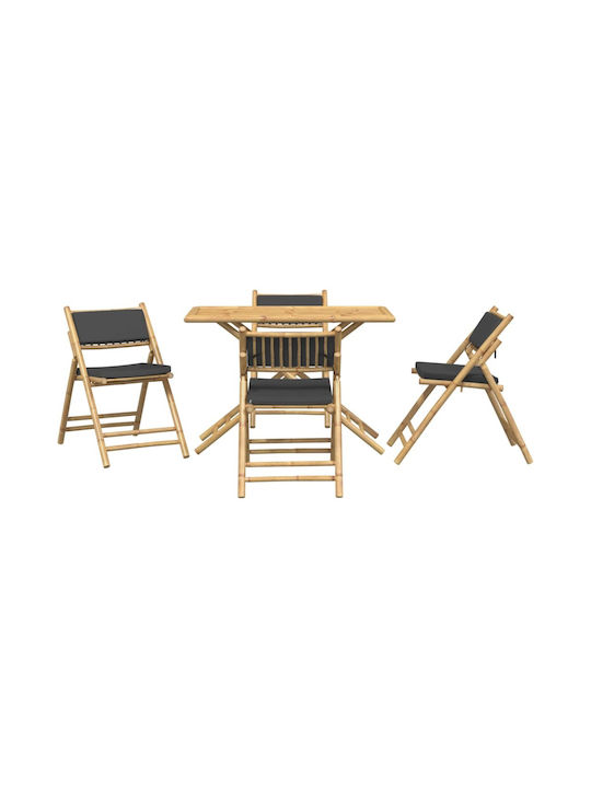 Outdoor-Stuhl Bamboo Bamboo With Grey mit Kissen 5Stück 110x55x75εκ.