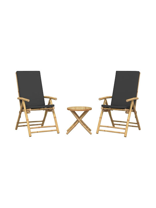 Outdoor-Stuhl Bamboo Grey mit Kissen 3Stück 45x45εκ.