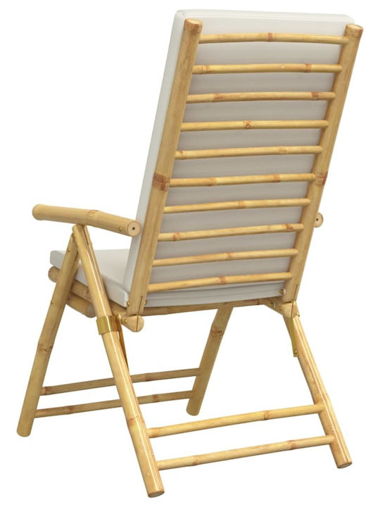 Outdoor-Stuhl Bamboo Cream mit Kissen 4Stück 77x55x99εκ.