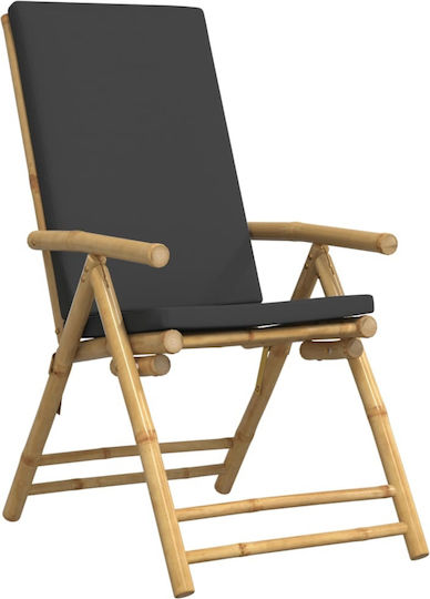 Outdoor Chair Bamboo Grey with Cushion 3pcs 45x45x45cm
