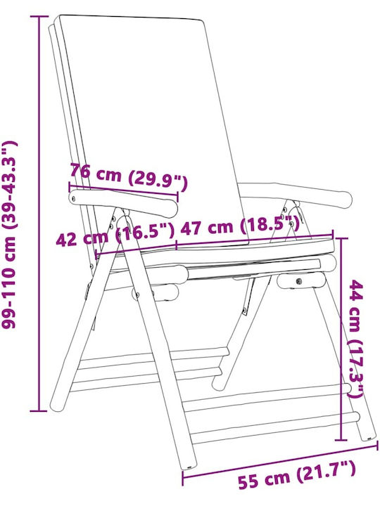 Outdoor-Stuhl Bamboo Cream mit Kissen 4Stück 77x55x99εκ.