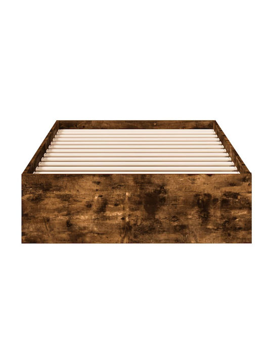 Single Wooden Brown Bed Base with Slats for Mattress 90x190cm