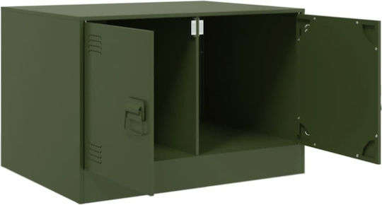 Masă Laterală Rectangulară Metalică Verde Măsliniu L67xL50xÎ44cm
